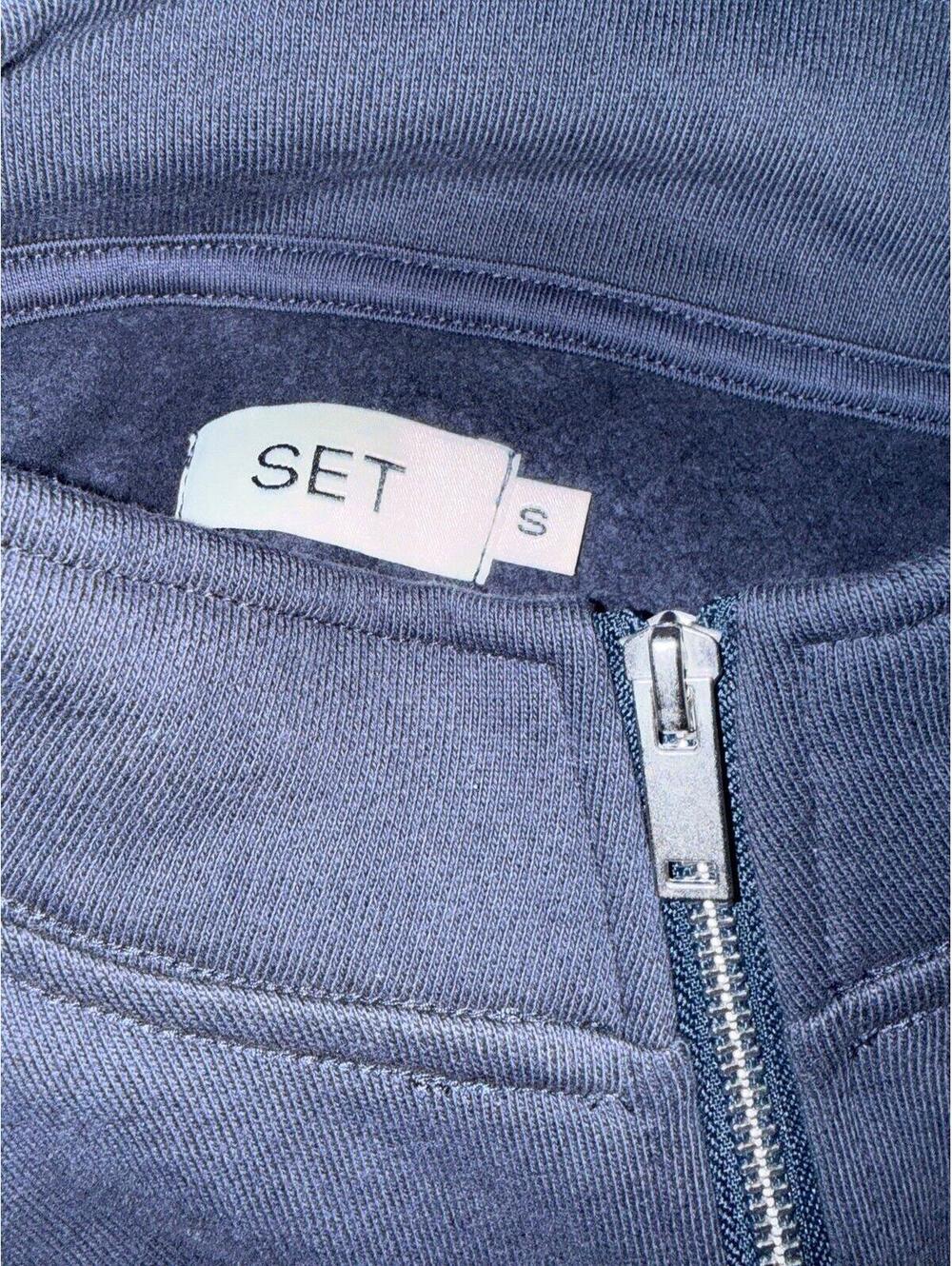 SET Active Sportbody Half Zip Sweatshirt Navy Cropped Pullover Size S N - Picture 3 of 3